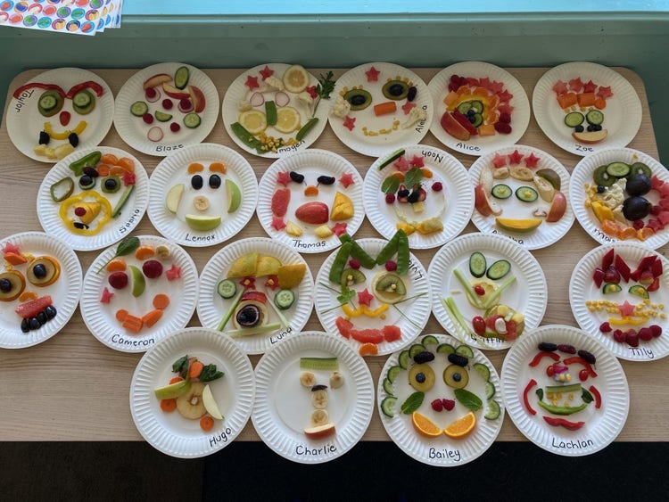 Eat a Rainbow plates of food